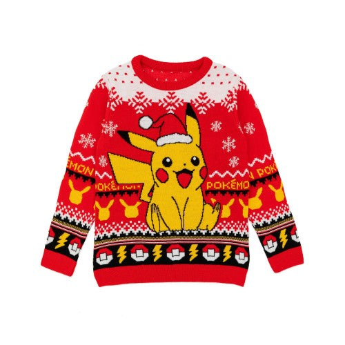 Front - Pokemon Childrens/Kids Pikachu Knitted Christmas Jumper