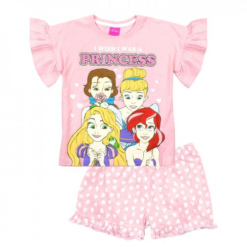 Front - Disney Princess Girls Cotton Short Pyjama Set