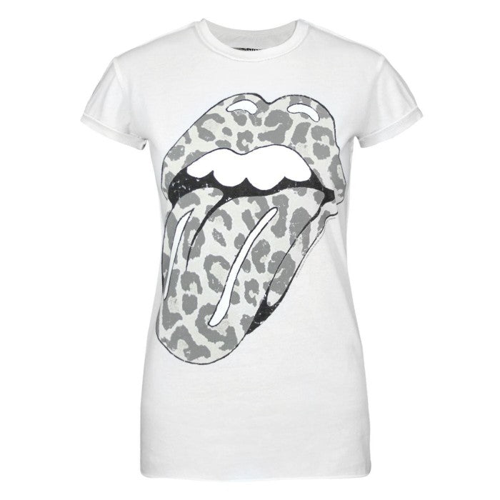 Front - Amplified Womens/Ladies Leopard Lick The Rolling Stones T-Shirt