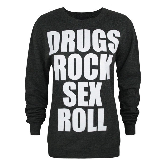 Front - Kill Brand Womens/Ladies Drugs And Rock New Era Sweatshirt