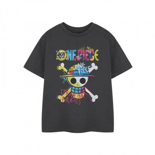 Front - One Piece Boys Straw Hat Pirates Short-Sleeved T-Shirt