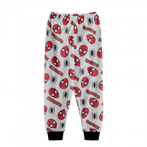 Front - Spider-Man Boys Face Short-Sleeved Long Pyjama Set