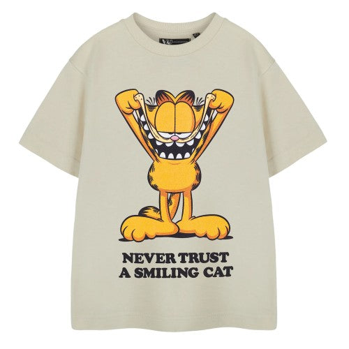 Front - Garfield Boys Smiling Cat Short-Sleeved T-Shirt