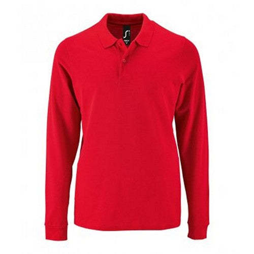 Front - SOLS Mens Perfect Long Sleeve Pique Polo Shirt