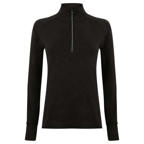 Front - Tombo Womens/Ladies Long Sleeve Zip Neck Performance Top
