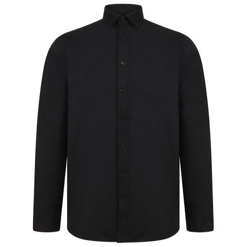 Front - Henbury Mens Modern Long Sleeve Oxford Shirt