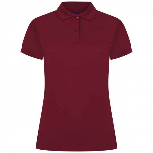 Natural - Front - Henbury Womens-Ladies Pique Polo Shirt