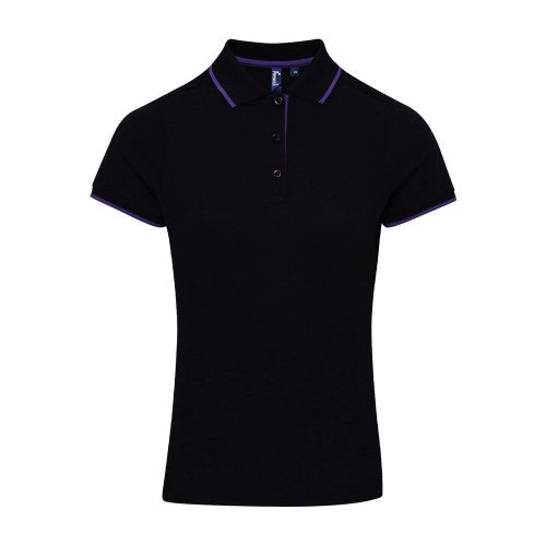 Front - Premier Womens/Ladies Coolchecker Contrast Pique Polo Shirt