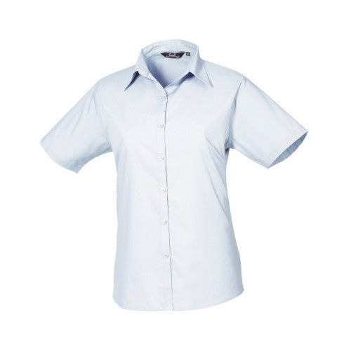 Front - Premier Womens/Ladies Poplin Short-Sleeved Blouse