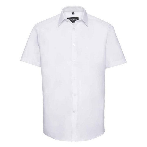 Front - Russell Collection Mens Herringbone Short-Sleeved Formal Shirt