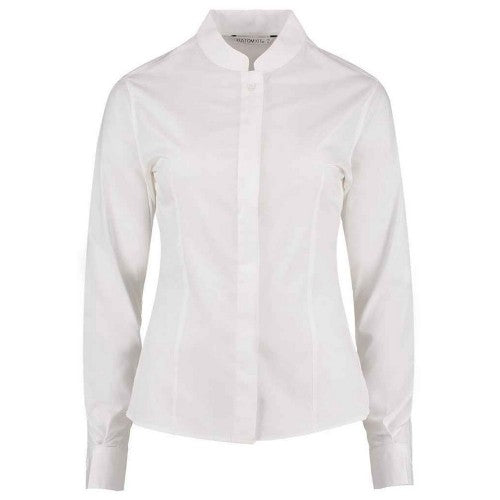 Front - Kustom Kit Womens/Ladies Mandarin Collar Long-Sleeved Shirt