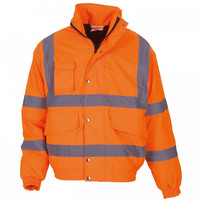 Front - Yoko Unisex Adult Classic Hi-Vis Safety Bomber Jacket