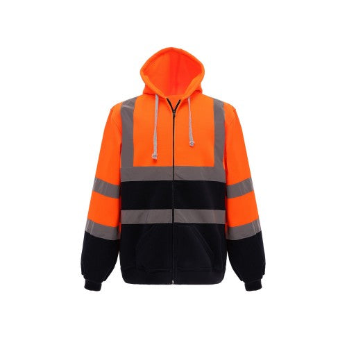 Front - Yoko Mens Hi-Vis Safety Full Zip Hoodie