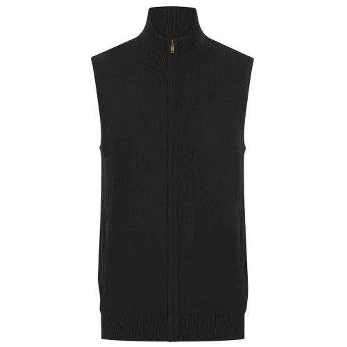 Grey Marl - Front - Henbury Mens Plain Full Zip Sleeveless Gilet