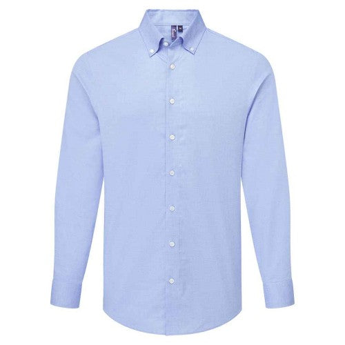 Navy - Front - Premier Mens Supreme Oxford Long-Sleeved Formal Shirt