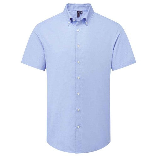 Steel - Front - Premier Mens Supreme Oxford Short-Sleeved Formal Shirt