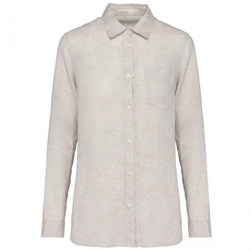 Front - Spasso Womens/Ladies Linen Long-Sleeved Shirt