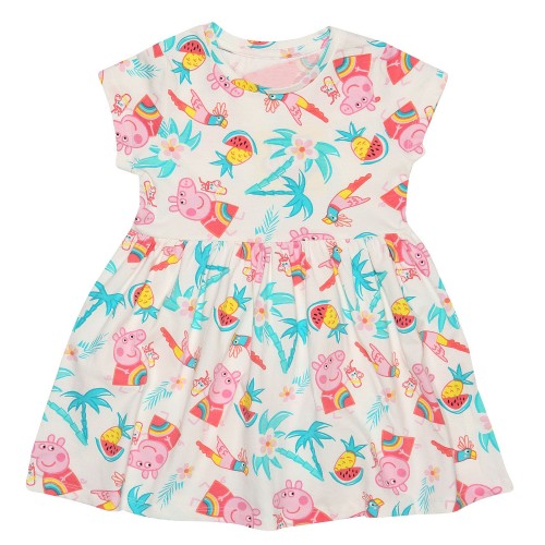 Front - Peppa Pig Girls Flamingo Dress