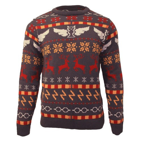 Front - Harry Potter Mens Icons Fair Isle Knitted Christmas Jumper