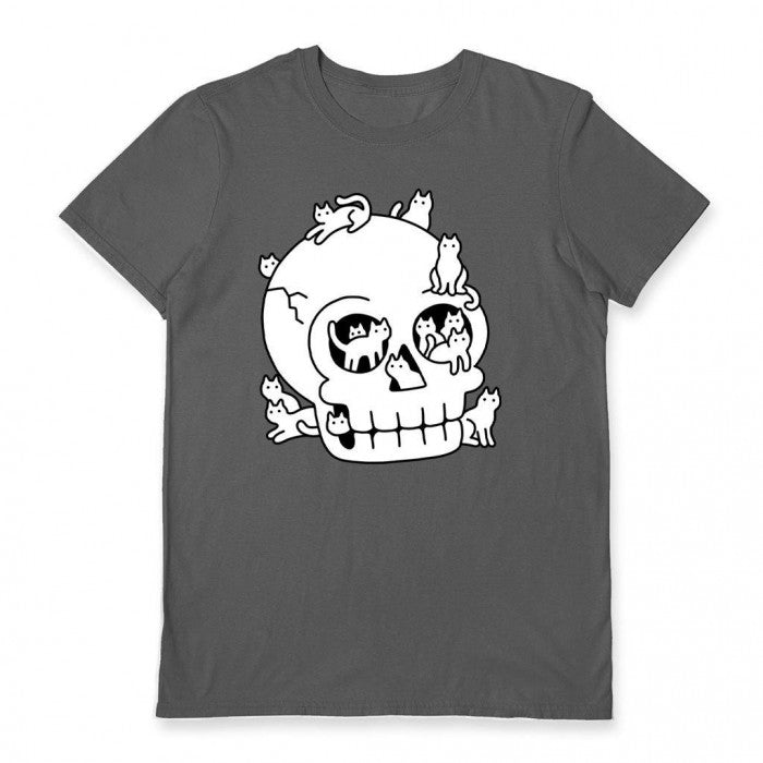 Front - Obinsun Unisex Adult Skull Full Of Cats T-Shirt