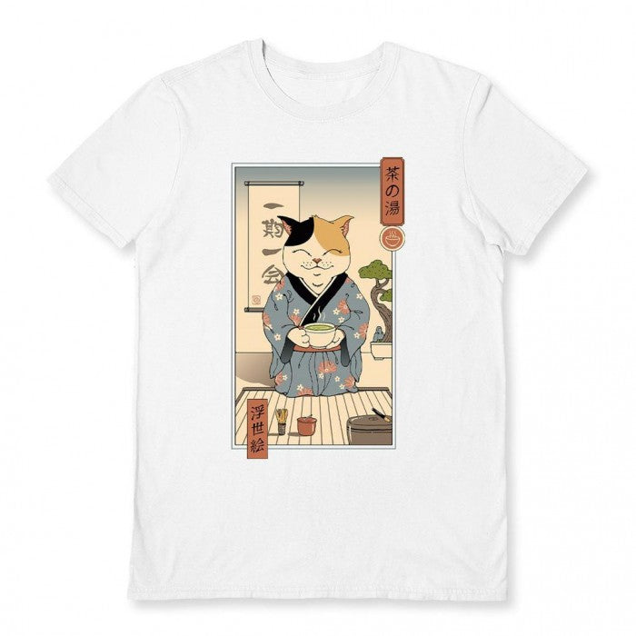 Front - Vincent Trinidad Unisex Adult Cat Tea Ceremony T-Shirt