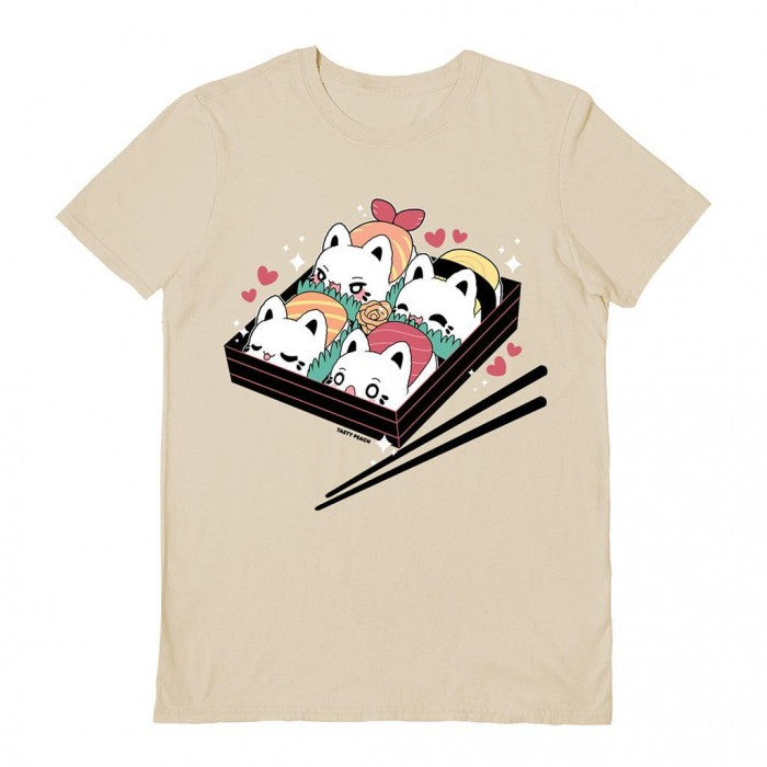Front - Tasty Peach Unisex Adult Sushi Box T-Shirt