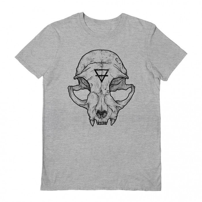 Front - Deniart Unisex Adult Cat Skull T-Shirt