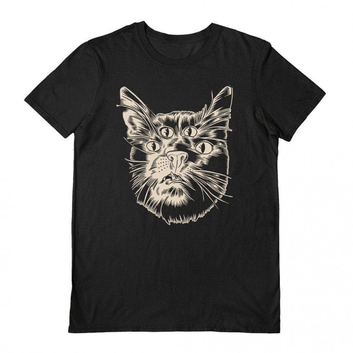 Front - Craig Horky Unisex Adult 4 Eyed Cat T-Shirt