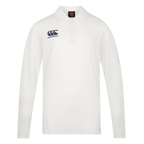 White - Front - Canterbury Mens Regular Long-Sleeved Cricket Polo Shirt