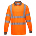 Front - Portwest Mens Hi-Vis Long-Sleeved Safety Polo Shirt