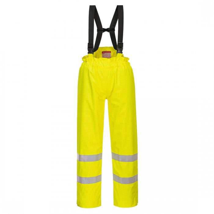 Front - Portwest Mens Hi-Vis Bizflame Rain Anti-Static Trousers