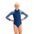 Front - Speedo Girls Printed Long-Sleeved One Piece Swimsuit
