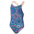 Front - Speedo Girls All-Over Print Dual Thinstrap One Piece Swimsuit