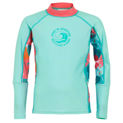 Front - Regatta Childrens/Kids Hoku II Tropical Leaves Swim Top