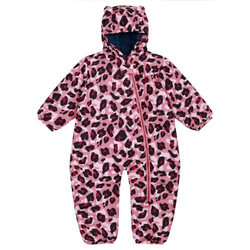 Front - Regatta Baby Bambino Cheetah Print Snowsuit