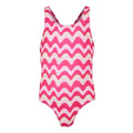 Front - Regatta Girls Katrisse Wavy Lines One Piece Swimsuit