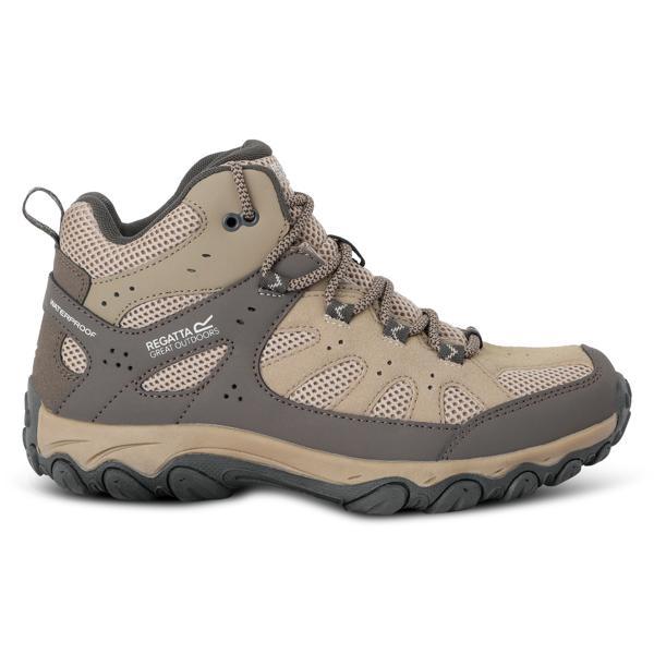 Soft Taupe-Treetop - Close up - Regatta Womens-Ladies Edgepoint IV Mid Cut Walking Boots