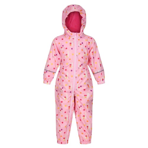 Front - Regatta Childrens/Kids Pobble Llama Waterproof Rain Suit