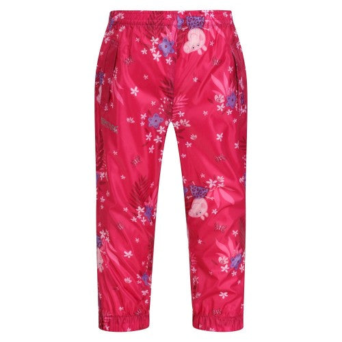 Front - Regatta Childrens/Kids Pack It Floral Peppa Pig Waterproof Over Trousers