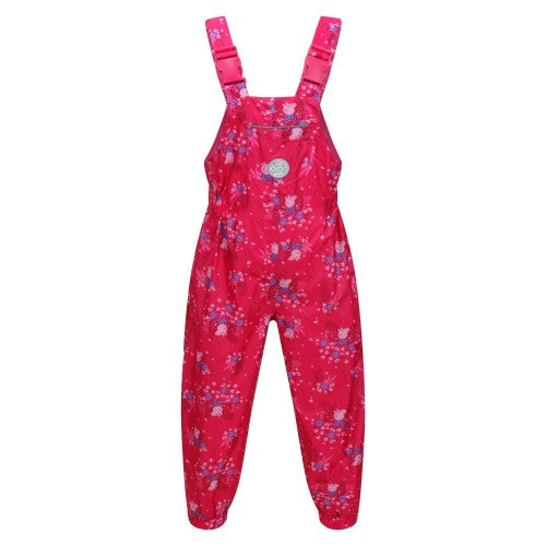 Front - Regatta Childrens/Kids Muddy Puddle Peppa Pig Floral Dungarees