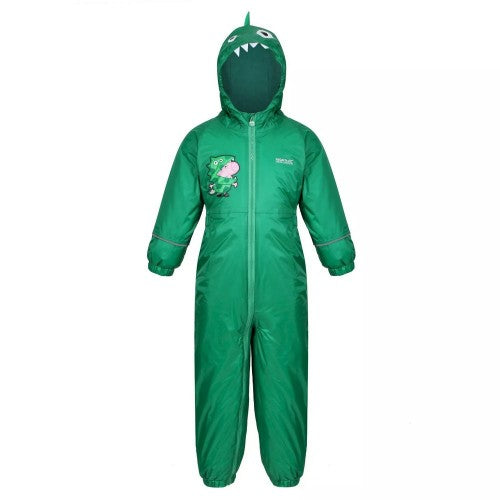 Front - Regatta Childrens/Kids Mudplay Peppa Pig Dinosaur Puddle Suit