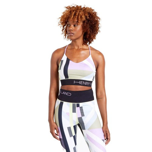 Front - Dare 2B Womens/Ladies Henry Holland Free Spirit Hero Stripes Sports Bra