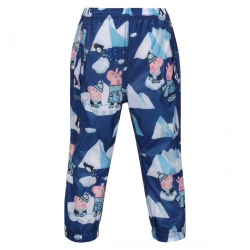 Front - Regatta Childrens/Kids Winter Scene Peppa Pig Packaway Waterproof Trousers
