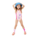 Front - Regatta Girls Multi Striped Peppa Pig One Piece Swimsuit