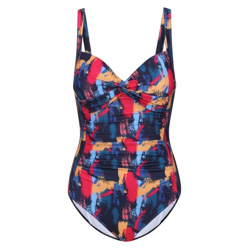 Front - Regatta Womens/Ladies Sakari Brush Stroke Tummy Control One Piece Swimsuit