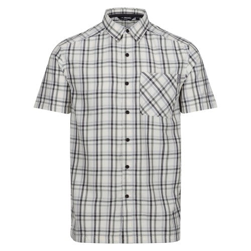 New Royal-Persimmon - Front - Regatta Mens Mindano VIII Checked Short-Sleeved Shirt