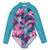 Front - Regatta Girls Tropical Leaves Long-Sleeved One Piece Swimsuit