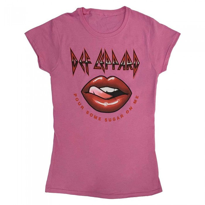 Front - Def Leppard Womens/Ladies Pour Some Sugar On Me Tour 2019 Lips Cotton T-Shirt