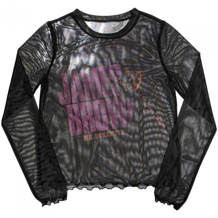 Front - James Brown Womens/Ladies Mr Dynamite Mesh Long-Sleeved Crop Top