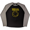 Front - Nirvana Unisex Adult Happy Face Raglan Long-Sleeved T-Shirt